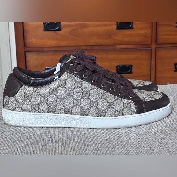 Gucci GG Guccissima Monogram Canvas Men Low Top Fashion Sneakers Size 12 G - Picture 10 of 13